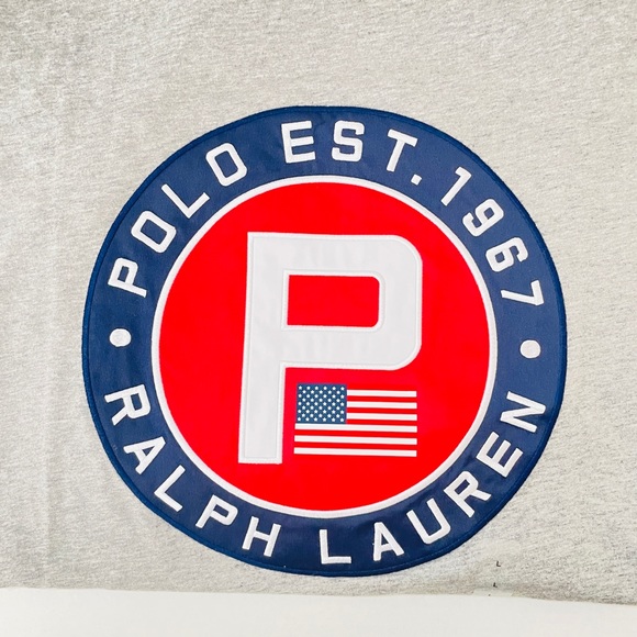 Polo Ralph Lauren Yacht Club Challenge Circle P Patch Tee T-Shirt Grey Men’s L - Picture 2 of 4